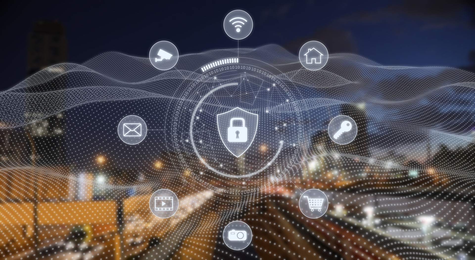 Computer network security cyber connection safety big data protection encryption future technology